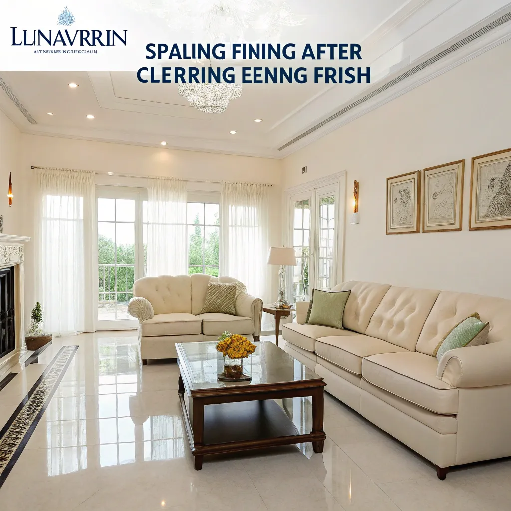Living room with sparkling clean finish after LUNAVIRON service